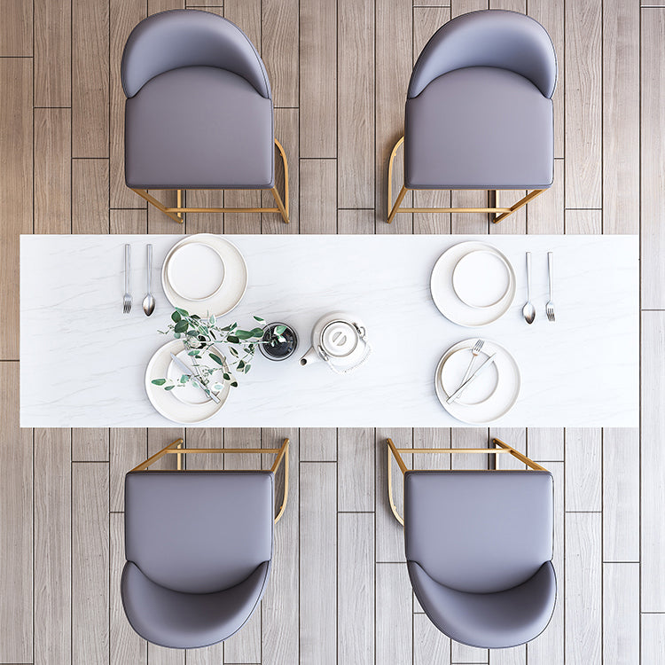 White Glam Style Bar Table in Faux Marble and Metal Bar Table for Dining Room Clearhalo 'Bar Furniture' 'Bar Tables' 'bar_tables' 'furn' 'furn_bar_tables' 'Furniture' 'furniture_bar_tables' 'Kitchen & Dining Furniture' 4453525