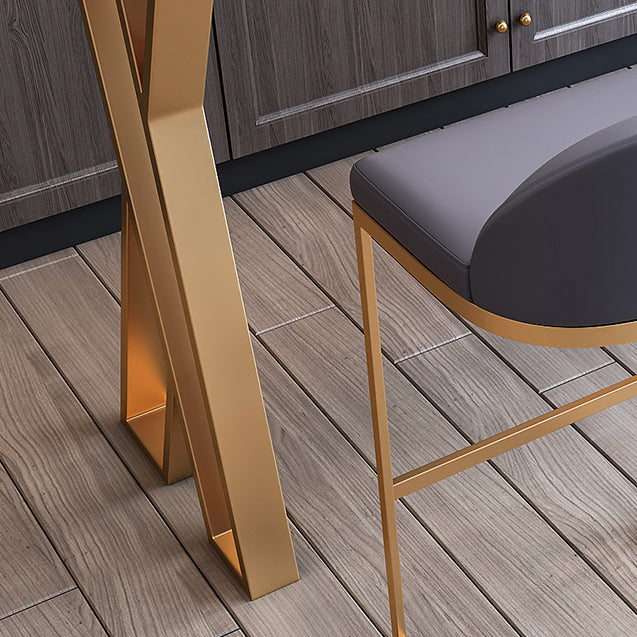 White Glam Style Bar Table in Faux Marble and Metal Bar Table for Dining Room Clearhalo 'Bar Furniture' 'Bar Tables' 'bar_tables' 'furn' 'furn_bar_tables' 'Furniture' 'furniture_bar_tables' 'Kitchen & Dining Furniture' 4453528