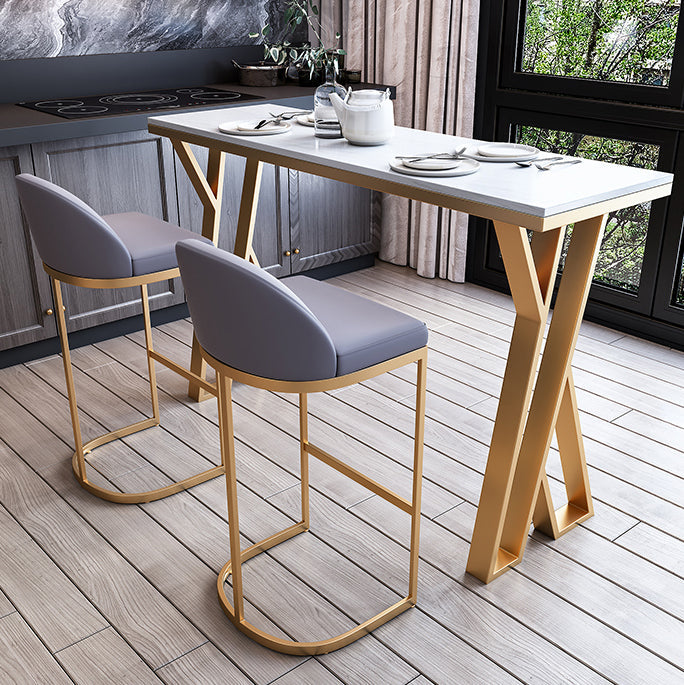 White Glam Style Bar Table in Faux Marble and Metal Bar Table for Dining Room Clearhalo 'Bar Furniture' 'Bar Tables' 'bar_tables' 'furn' 'furn_bar_tables' 'Furniture' 'furniture_bar_tables' 'Kitchen & Dining Furniture' 4453529