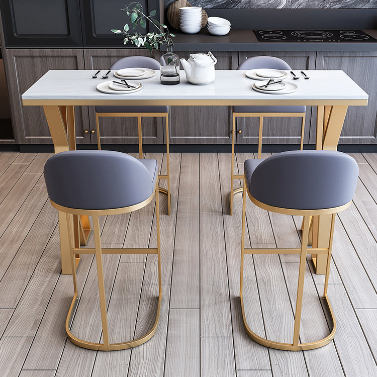 White Glam Style Bar Table in Faux Marble and Metal Bar Table for Dining Room Clearhalo 'Bar Furniture' 'Bar Tables' 'bar_tables' 'furn' 'furn_bar_tables' 'Furniture' 'furniture_bar_tables' 'Kitchen & Dining Furniture' 4453533