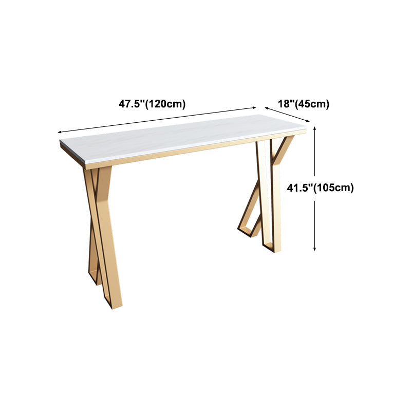 White Glam Style Bar Table in Faux Marble and Metal Bar Table for Dining Room Clearhalo 'Bar Furniture' 'Bar Tables' 'bar_tables' 'furn' 'furn_bar_tables' 'Furniture' 'furniture_bar_tables' 'Kitchen & Dining Furniture' 4453534