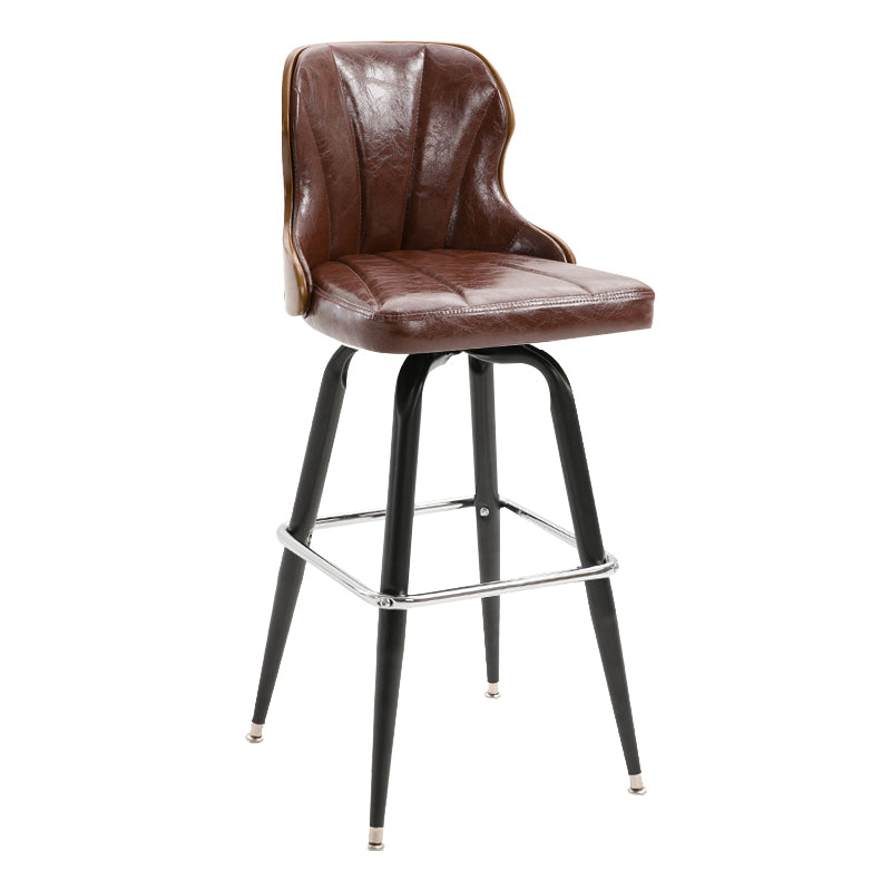 Modern Rotatable Backrest Counter Stool Iron Cafe Bar Stool with Leather Cushion and Pedal Light Brown 1 Piece Clearhalo 'Bar Furniture' 'Bar Stools' 'bar_stools' 'furn' 'furn_bar_stools' 'furniture_bar_stools' 'Kitchen & Dining Furniture' 'kitchen&dining_furn' 'kitchen' 'kitchen_furn' Furniture' 4453545