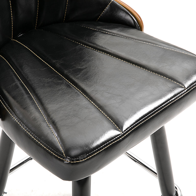 Modern Rotatable Backrest Counter Stool Iron Cafe Bar Stool with Leather Cushion and Pedal Clearhalo 'Bar Furniture' 'Bar Stools' 'bar_stools' 'furn' 'furn_bar_stools' 'furniture_bar_stools' 'Kitchen & Dining Furniture' 'kitchen&dining_furn' 'kitchen' 'kitchen_furn' Furniture' 4453547