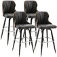 Modern Rotatable Backrest Counter Stool Iron Cafe Bar Stool with Leather Cushion and Pedal Black 4 Piece Set Clearhalo 'Bar Furniture' 'Bar Stools' 'bar_stools' 'furn' 'furn_bar_stools' 'furniture_bar_stools' 'Kitchen & Dining Furniture' 'kitchen&dining_furn' 'kitchen' 'kitchen_furn' Furniture' 4453550