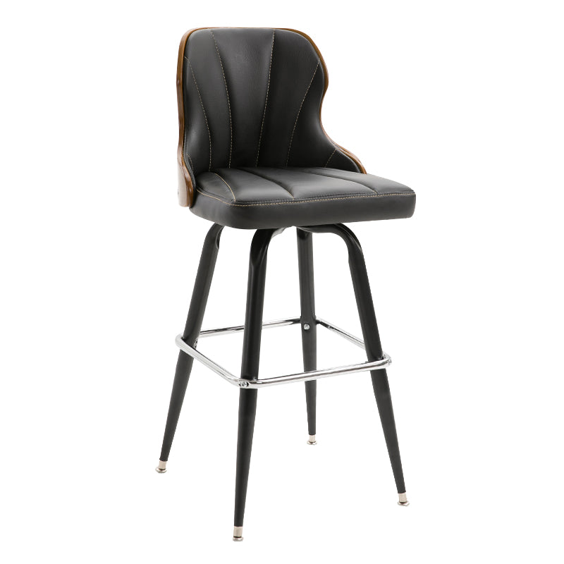 Modern Rotatable Backrest Counter Stool Iron Cafe Bar Stool with Leather Cushion and Pedal Black 1 Piece Clearhalo 'Bar Furniture' 'Bar Stools' 'bar_stools' 'furn' 'furn_bar_stools' 'furniture_bar_stools' 'Kitchen & Dining Furniture' 'kitchen&dining_furn' 'kitchen' 'kitchen_furn' Furniture' 4453551