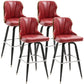 Modern Rotatable Backrest Counter Stool Iron Cafe Bar Stool with Leather Cushion and Pedal Red 4 Piece Set Clearhalo 'Bar Furniture' 'Bar Stools' 'bar_stools' 'furn' 'furn_bar_stools' 'furniture_bar_stools' 'Kitchen & Dining Furniture' 'kitchen&dining_furn' 'kitchen' 'kitchen_furn' Furniture' 4453555