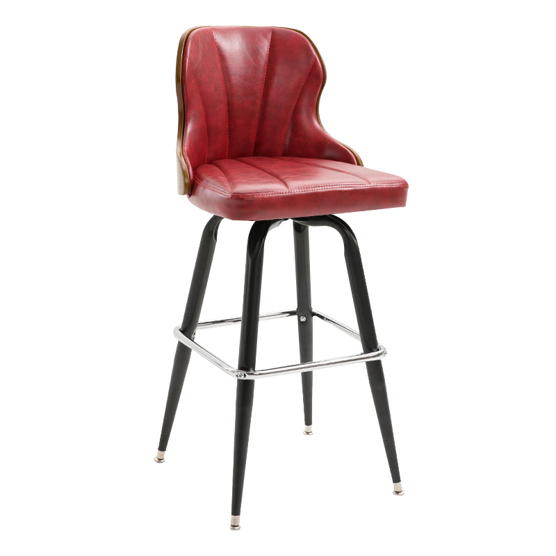 Modern Rotatable Backrest Counter Stool Iron Cafe Bar Stool with Leather Cushion and Pedal Red 1 Piece Clearhalo 'Bar Furniture' 'Bar Stools' 'bar_stools' 'furn' 'furn_bar_stools' 'furniture_bar_stools' 'Kitchen & Dining Furniture' 'kitchen&dining_furn' 'kitchen' 'kitchen_furn' Furniture' 4453557