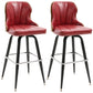 Modern Rotatable Backrest Counter Stool Iron Cafe Bar Stool with Leather Cushion and Pedal Red 2 Piece Set Clearhalo 'Bar Furniture' 'Bar Stools' 'bar_stools' 'furn' 'furn_bar_stools' 'furniture_bar_stools' 'Kitchen & Dining Furniture' 'kitchen&dining_furn' 'kitchen' 'kitchen_furn' Furniture' 4453558