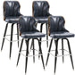 Modern Rotatable Backrest Counter Stool Iron Cafe Bar Stool with Leather Cushion and Pedal Dark Blue-Gray 4 Piece Set Clearhalo 'Bar Furniture' 'Bar Stools' 'bar_stools' 'furn' 'furn_bar_stools' 'furniture_bar_stools' 'Kitchen & Dining Furniture' 'kitchen&dining_furn' 'kitchen' 'kitchen_furn' Furniture' 4453559