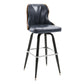 Modern Rotatable Backrest Counter Stool Iron Cafe Bar Stool with Leather Cushion and Pedal Dark Blue-Gray 1 Piece Clearhalo 'Bar Furniture' 'Bar Stools' 'bar_stools' 'furn' 'furn_bar_stools' 'furniture_bar_stools' 'Kitchen & Dining Furniture' 'kitchen&dining_furn' 'kitchen' 'kitchen_furn' Furniture' 4453560