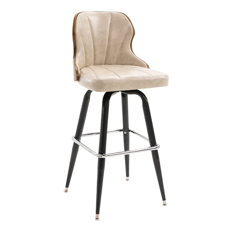 Modern Rotatable Backrest Counter Stool Iron Cafe Bar Stool with Leather Cushion and Pedal Ivory 1 Piece Clearhalo 'Bar Furniture' 'Bar Stools' 'bar_stools' 'furn' 'furn_bar_stools' 'furniture_bar_stools' 'Kitchen & Dining Furniture' 'kitchen&dining_furn' 'kitchen' 'kitchen_furn' Furniture' 4453563