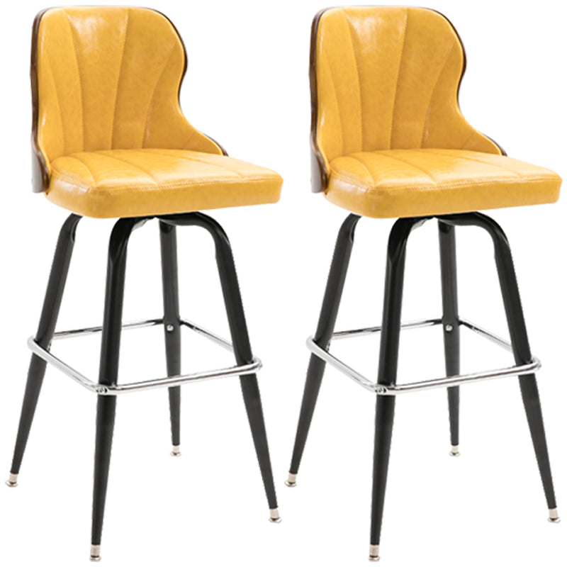 Modern Rotatable Backrest Counter Stool Iron Cafe Bar Stool with Leather Cushion and Pedal Yellow 2 Piece Set Clearhalo 'Bar Furniture' 'Bar Stools' 'bar_stools' 'furn' 'furn_bar_stools' 'furniture_bar_stools' 'Kitchen & Dining Furniture' 'kitchen&dining_furn' 'kitchen' 'kitchen_furn' Furniture' 4453567