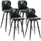 Modern Rotatable Backrest Counter Stool Iron Cafe Bar Stool with Leather Cushion and Pedal Blackish Green 4 Piece Set Clearhalo 'Bar Furniture' 'Bar Stools' 'bar_stools' 'furn' 'furn_bar_stools' 'furniture_bar_stools' 'Kitchen & Dining Furniture' 'kitchen&dining_furn' 'kitchen' 'kitchen_furn' Furniture' 4453568
