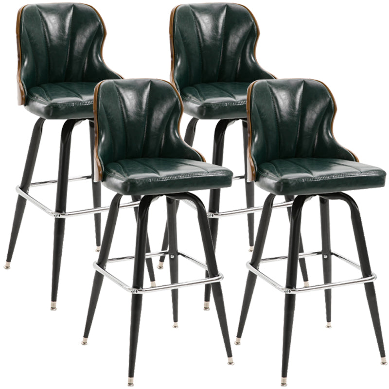Modern Rotatable Backrest Counter Stool Iron Cafe Bar Stool with Leather Cushion and Pedal Blackish Green 4 Piece Set Clearhalo 'Bar Furniture' 'Bar Stools' 'bar_stools' 'furn' 'furn_bar_stools' 'furniture_bar_stools' 'Kitchen & Dining Furniture' 'kitchen&dining_furn' 'kitchen' 'kitchen_furn' Furniture' 4453568
