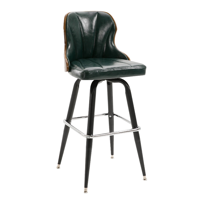 Modern Rotatable Backrest Counter Stool Iron Cafe Bar Stool with Leather Cushion and Pedal Blackish Green 1 Piece Clearhalo 'Bar Furniture' 'Bar Stools' 'bar_stools' 'furn' 'furn_bar_stools' 'furniture_bar_stools' 'Kitchen & Dining Furniture' 'kitchen&dining_furn' 'kitchen' 'kitchen_furn' Furniture' 4453569