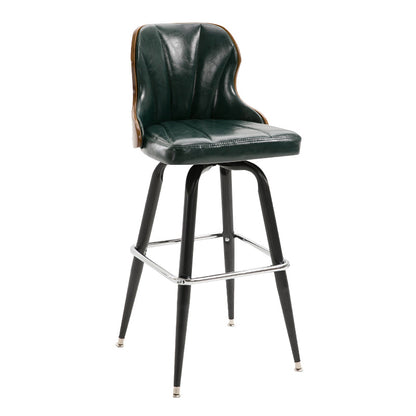 Modern Rotatable Backrest Counter Stool Iron Cafe Bar Stool with Leather Cushion and Pedal Blackish Green 1 Piece Clearhalo 'Bar Furniture' 'Bar Stools' 'bar_stools' 'furn' 'furn_bar_stools' 'furniture_bar_stools' 'Kitchen & Dining Furniture' 'kitchen&dining_furn' 'kitchen' 'kitchen_furn' Furniture' 4453569