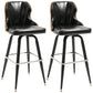 Modern Rotatable Backrest Counter Stool Iron Cafe Bar Stool with Leather Cushion and Pedal Gloss Black 2 Piece Set Clearhalo 'Bar Furniture' 'Bar Stools' 'bar_stools' 'furn' 'furn_bar_stools' 'furniture_bar_stools' 'Kitchen & Dining Furniture' 'kitchen&dining_furn' 'kitchen' 'kitchen_furn' Furniture' 4453573