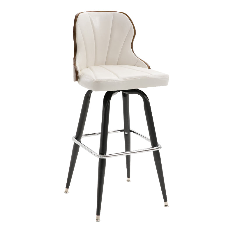 Modern Rotatable Backrest Counter Stool Iron Cafe Bar Stool with Leather Cushion and Pedal White 1 Piece Clearhalo 'Bar Furniture' 'Bar Stools' 'bar_stools' 'furn' 'furn_bar_stools' 'furniture_bar_stools' 'Kitchen & Dining Furniture' 'kitchen&dining_furn' 'kitchen' 'kitchen_furn' Furniture' 4453575