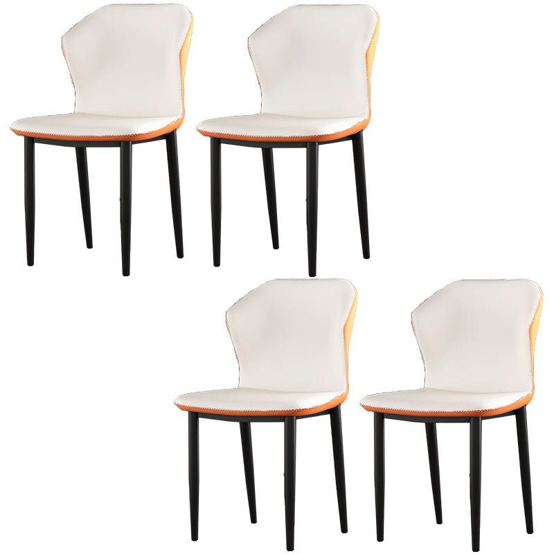Industrial Style Wingback Chairs PU Leather Dining Chairs for Kitchen White-Saffron 4 Piece Set Clearhalo ' kitchen&dining_furn' 'Dining Chairs' 'Dining Tables & Seating' 'dining_chair' 'furn' 'furn_dining_chair' 'Furniture' 'furniture_dining_chair' 'Kitchen & Dining Furniture' 'kitchen' 4453582