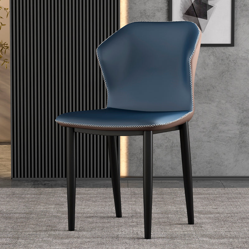 Industrial Style Wingback Chairs PU Leather Dining Chairs for Kitchen Dark Blue 1 Piece Clearhalo ' kitchen&dining_furn' 'Dining Chairs' 'Dining Tables & Seating' 'dining_chair' 'furn' 'furn_dining_chair' 'Furniture' 'furniture_dining_chair' 'Kitchen & Dining Furniture' 'kitchen' 4453584