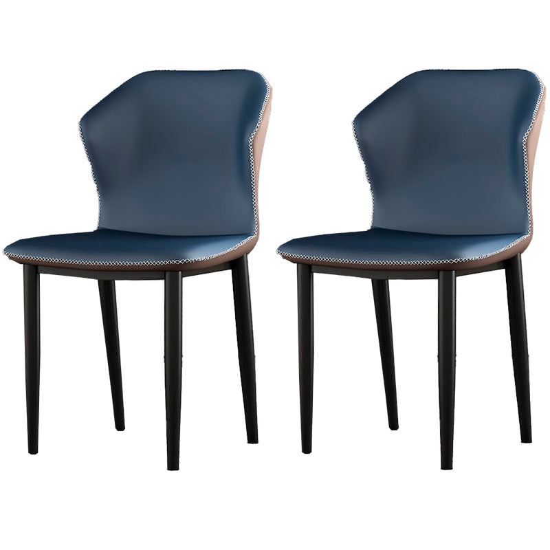 Industrial Style Wingback Chairs PU Leather Dining Chairs for Kitchen Dark Blue 2 Piece Set Clearhalo ' kitchen&dining_furn' 'Dining Chairs' 'Dining Tables & Seating' 'dining_chair' 'furn' 'furn_dining_chair' 'Furniture' 'furniture_dining_chair' 'Kitchen & Dining Furniture' 'kitchen' 4453586