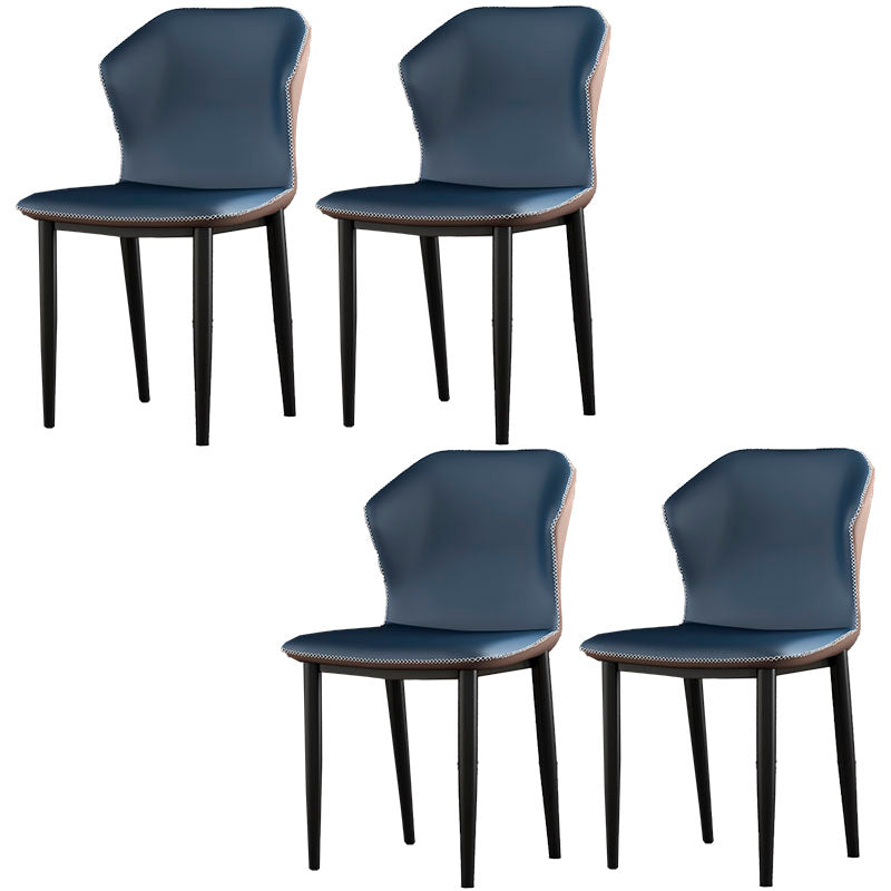 Industrial Style Wingback Chairs PU Leather Dining Chairs for Kitchen Dark Blue 4 Piece Set Clearhalo ' kitchen&dining_furn' 'Dining Chairs' 'Dining Tables & Seating' 'dining_chair' 'furn' 'furn_dining_chair' 'Furniture' 'furniture_dining_chair' 'Kitchen & Dining Furniture' 'kitchen' 4453588