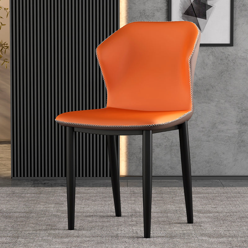 Industrial Style Wingback Chairs PU Leather Dining Chairs for Kitchen Khaki-Orange 1 Piece Clearhalo ' kitchen&dining_furn' 'Dining Chairs' 'Dining Tables & Seating' 'dining_chair' 'furn' 'furn_dining_chair' 'Furniture' 'furniture_dining_chair' 'Kitchen & Dining Furniture' 'kitchen' 4453590