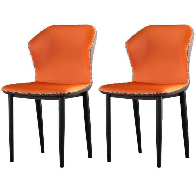 Industrial Style Wingback Chairs PU Leather Dining Chairs for Kitchen Khaki-Orange 2 Piece Set Clearhalo ' kitchen&dining_furn' 'Dining Chairs' 'Dining Tables & Seating' 'dining_chair' 'furn' 'furn_dining_chair' 'Furniture' 'furniture_dining_chair' 'Kitchen & Dining Furniture' 'kitchen' 4453593