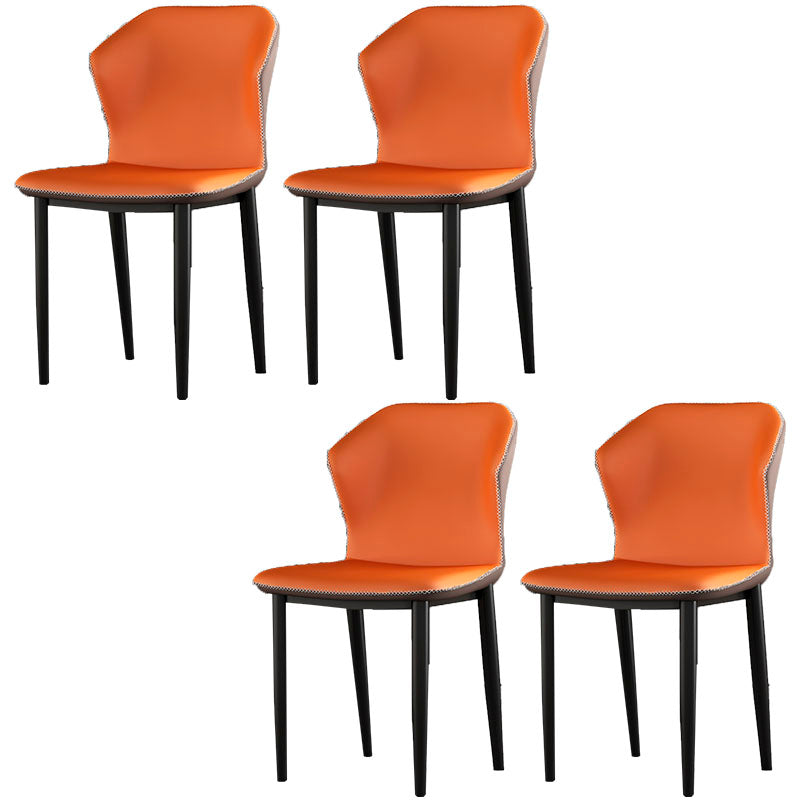 Industrial Style Wingback Chairs PU Leather Dining Chairs for Kitchen Khaki-Orange 4 Piece Set Clearhalo ' kitchen&dining_furn' 'Dining Chairs' 'Dining Tables & Seating' 'dining_chair' 'furn' 'furn_dining_chair' 'Furniture' 'furniture_dining_chair' 'Kitchen & Dining Furniture' 'kitchen' 4453594
