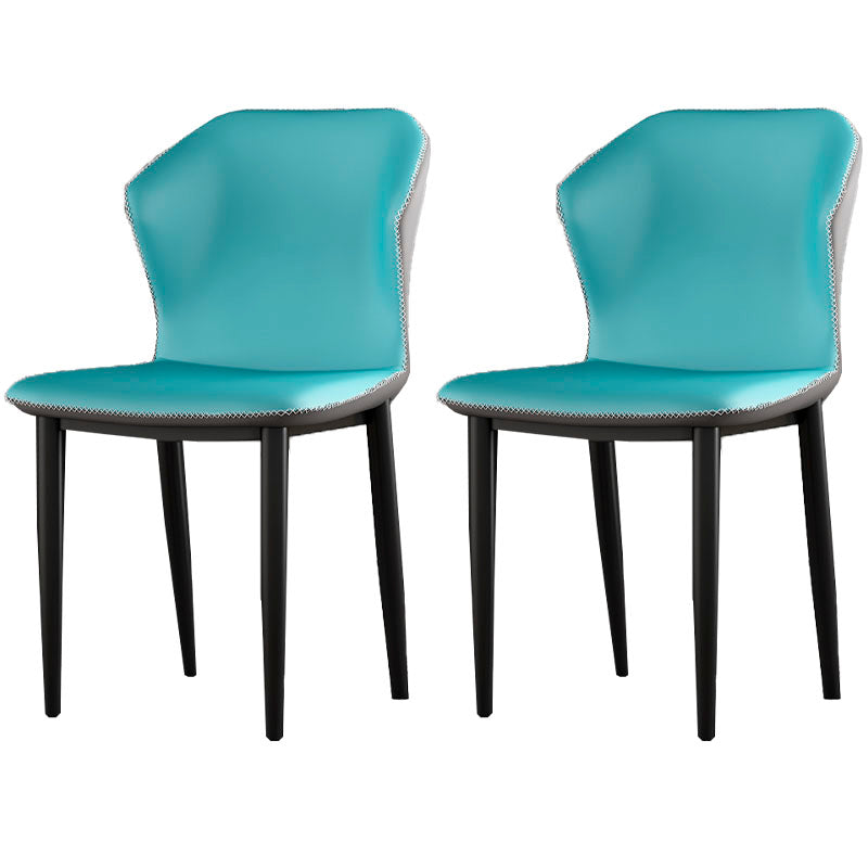 Industrial Style Wingback Chairs PU Leather Dining Chairs for Kitchen Dark Blue-Gray 2 Piece Set Clearhalo ' kitchen&dining_furn' 'Dining Chairs' 'Dining Tables & Seating' 'dining_chair' 'furn' 'furn_dining_chair' 'Furniture' 'furniture_dining_chair' 'Kitchen & Dining Furniture' 'kitchen' 4453599