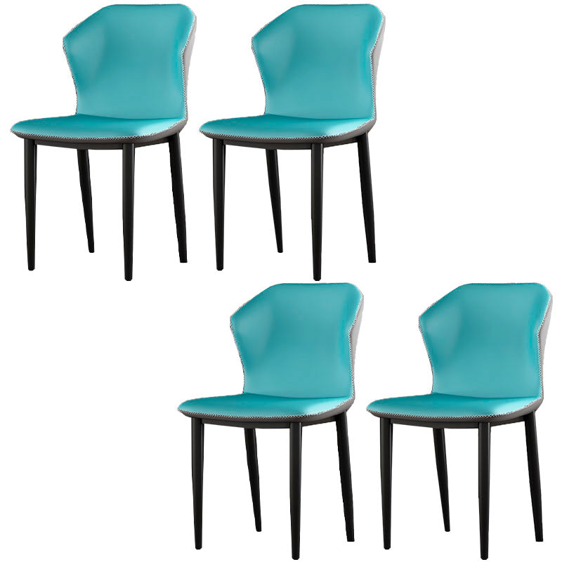 Industrial Style Wingback Chairs PU Leather Dining Chairs for Kitchen Dark Blue-Gray 4 Piece Set Clearhalo ' kitchen&dining_furn' 'Dining Chairs' 'Dining Tables & Seating' 'dining_chair' 'furn' 'furn_dining_chair' 'Furniture' 'furniture_dining_chair' 'Kitchen & Dining Furniture' 'kitchen' 4453600