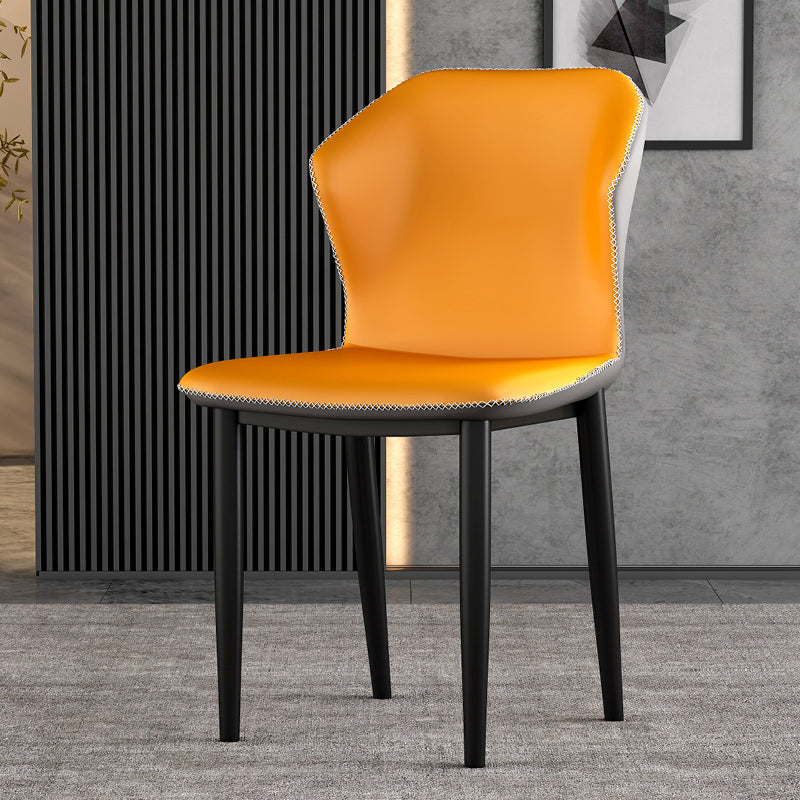 Industrial Style Wingback Chairs PU Leather Dining Chairs for Kitchen Orange-Gray 1 Piece Clearhalo ' kitchen&dining_furn' 'Dining Chairs' 'Dining Tables & Seating' 'dining_chair' 'furn' 'furn_dining_chair' 'Furniture' 'furniture_dining_chair' 'Kitchen & Dining Furniture' 'kitchen' 4453607