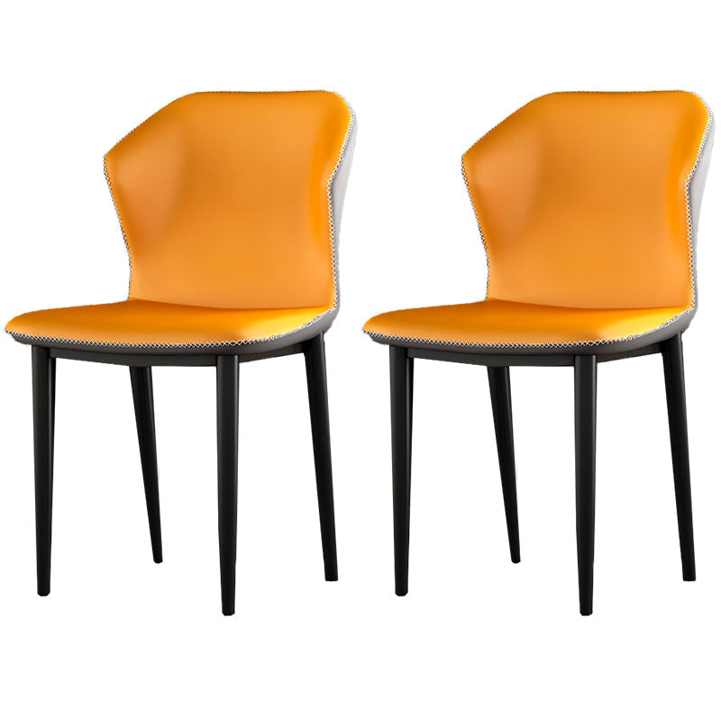 Industrial Style Wingback Chairs PU Leather Dining Chairs for Kitchen Orange-Gray 2 Piece Set Clearhalo ' kitchen&dining_furn' 'Dining Chairs' 'Dining Tables & Seating' 'dining_chair' 'furn' 'furn_dining_chair' 'Furniture' 'furniture_dining_chair' 'Kitchen & Dining Furniture' 'kitchen' 4453608