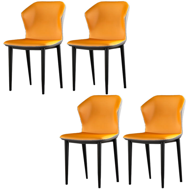 Industrial Style Wingback Chairs PU Leather Dining Chairs for Kitchen Orange-Gray 4 Piece Set Clearhalo ' kitchen&dining_furn' 'Dining Chairs' 'Dining Tables & Seating' 'dining_chair' 'furn' 'furn_dining_chair' 'Furniture' 'furniture_dining_chair' 'Kitchen & Dining Furniture' 'kitchen' 4453609