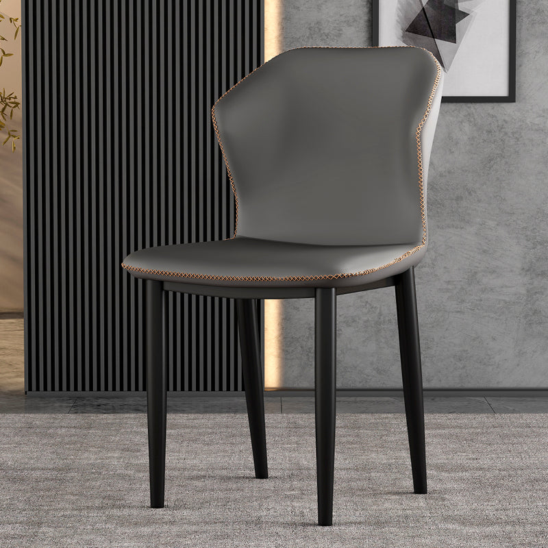Industrial Style Wingback Chairs PU Leather Dining Chairs for Kitchen Dark Gray 1 Piece Clearhalo ' kitchen&dining_furn' 'Dining Chairs' 'Dining Tables & Seating' 'dining_chair' 'furn' 'furn_dining_chair' 'Furniture' 'furniture_dining_chair' 'Kitchen & Dining Furniture' 'kitchen' 4453613