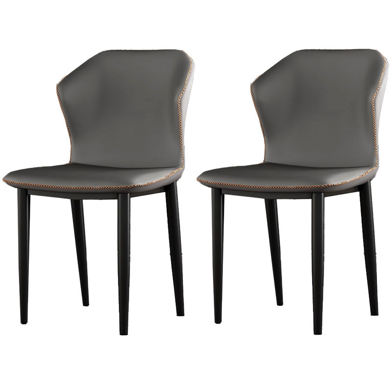 Industrial Style Wingback Chairs PU Leather Dining Chairs for Kitchen Dark Gray 2 Piece Set Clearhalo ' kitchen&dining_furn' 'Dining Chairs' 'Dining Tables & Seating' 'dining_chair' 'furn' 'furn_dining_chair' 'Furniture' 'furniture_dining_chair' 'Kitchen & Dining Furniture' 'kitchen' 4453614
