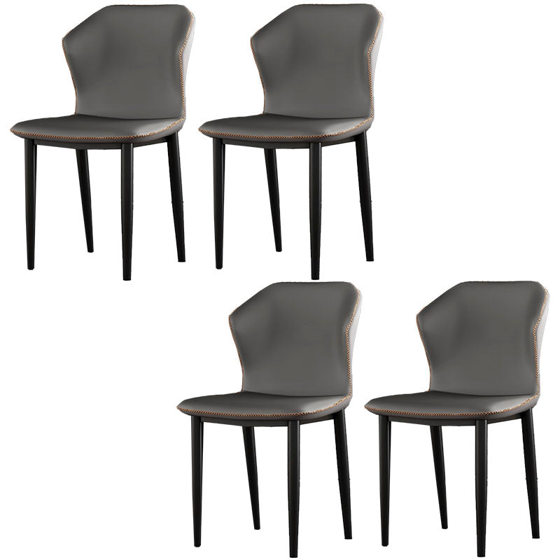 Industrial Style Wingback Chairs PU Leather Dining Chairs for Kitchen Dark Gray 4 Piece Set Clearhalo ' kitchen&dining_furn' 'Dining Chairs' 'Dining Tables & Seating' 'dining_chair' 'furn' 'furn_dining_chair' 'Furniture' 'furniture_dining_chair' 'Kitchen & Dining Furniture' 'kitchen' 4453615