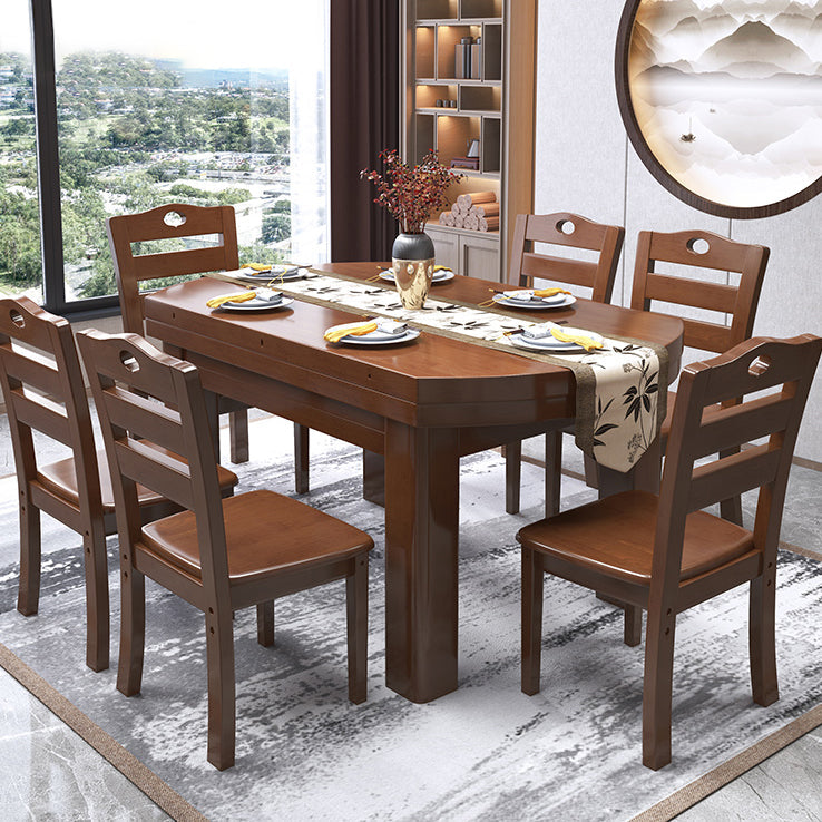 Modern Standard Dining Table Extendable Solid Wood Dining Table with 4 Legs Walnut 54.3"L x 54.3"W x 29.5"H Without Chairs Clearhalo ' dining_table' 'Dining Tables & Seating' 'Dining Tables' 'furn' 'furn_dining_table' 'Furniture' 'furniture_dining_table' 'Kitchen & Dining Furniture' 'kitchen&dining_furn' 'kitchen' 'kitchen_dining_table' 4453620