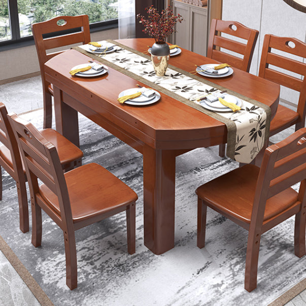 Modern Standard Dining Table Extendable Solid Wood Dining Table with 4 Legs Red Without Chairs Clearhalo ' dining_table' 'Dining Tables & Seating' 'Dining Tables' 'furn' 'furn_dining_table' 'Furniture' 'furniture_dining_table' 'Kitchen & Dining Furniture' 'kitchen&dining_furn' 'kitchen' 'kitchen_dining_table' 4453622