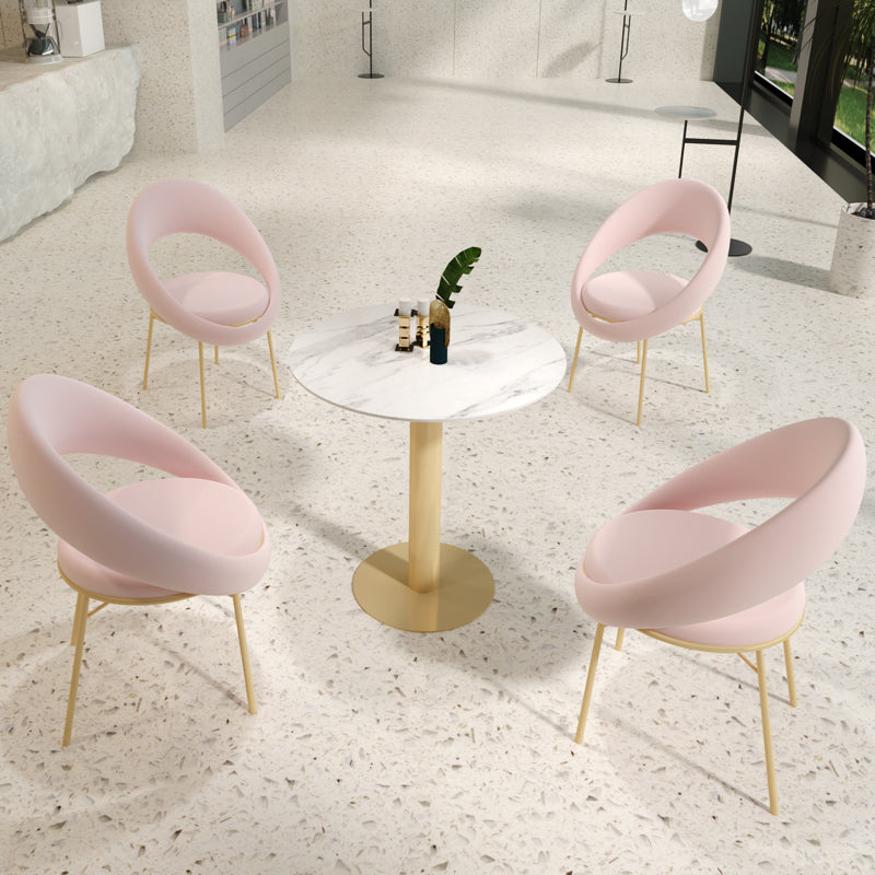 Glam 1/3/4/5 Pieces Dining Set Sintered Stone Dining Furniture for Home Use 5 Pieces: Table, 4 Pink Chairs Clearhalo 'Dining Room Sets' 'Dining Tables & Seating' 'dining_room_set' 'furn' 'furn_dining_room_set' 'Furniture' 'furniture_dining_room_set' 'Kitchen & Dining Furniture' 'kitchen&dining_furn' 'kitchen' 4453642