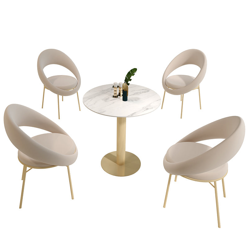 Glam 1/3/4/5 Pieces Dining Set Sintered Stone Dining Furniture for Home Use 5 Pieces: Table, 4 Beige Chairs Clearhalo 'Dining Room Sets' 'Dining Tables & Seating' 'dining_room_set' 'furn' 'furn_dining_room_set' 'Furniture' 'furniture_dining_room_set' 'Kitchen & Dining Furniture' 'kitchen&dining_furn' 'kitchen' 4453652