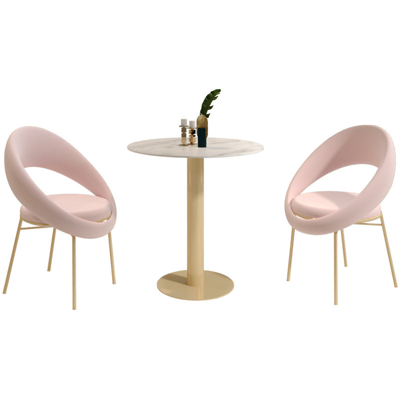 Glam 1/3/4/5 Pieces Dining Set Sintered Stone Dining Furniture for Home Use 3 Pieces: Table, 2 Pink Chairs Clearhalo 'Dining Room Sets' 'Dining Tables & Seating' 'dining_room_set' 'furn' 'furn_dining_room_set' 'Furniture' 'furniture_dining_room_set' 'Kitchen & Dining Furniture' 'kitchen&dining_furn' 'kitchen' 4453657