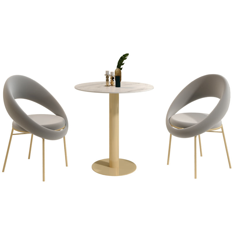 Glam 1/3/4/5 Pieces Dining Set Sintered Stone Dining Furniture for Home Use 3 Pieces: Table, 2 Grey Chairs Clearhalo 'Dining Room Sets' 'Dining Tables & Seating' 'dining_room_set' 'furn' 'furn_dining_room_set' 'Furniture' 'furniture_dining_room_set' 'Kitchen & Dining Furniture' 'kitchen&dining_furn' 'kitchen' 4453658