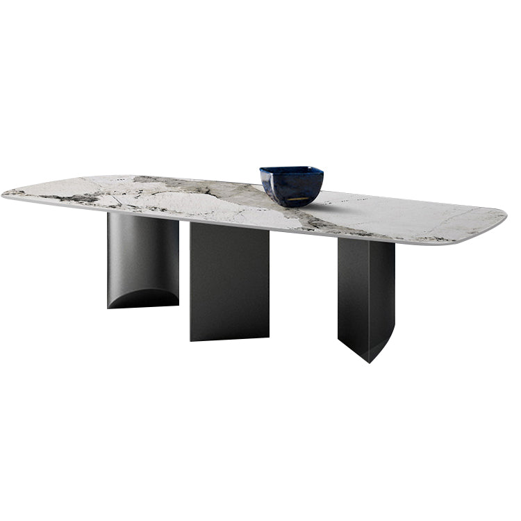 Sintered Stone Modern Rectangle Dining Table White Stone Top Dinette Table for Kitchen Without Chairs Clearhalo ' dining_table' 'Dining Tables & Seating' 'Dining Tables' 'furn' 'furn_dining_table' 'Furniture' 'furniture_dining_table' 'Kitchen & Dining Furniture' 'kitchen&dining_furn' 'kitchen' 'kitchen_dining_table' 4453666