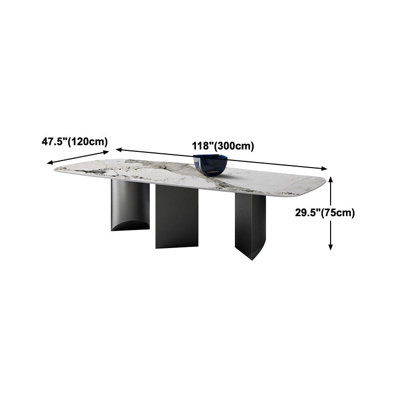 Sintered Stone Modern Rectangle Dining Table White Stone Top Dinette Table for Kitchen Clearhalo ' dining_table' 'Dining Tables & Seating' 'Dining Tables' 'furn' 'furn_dining_table' 'Furniture' 'furniture_dining_table' 'Kitchen & Dining Furniture' 'kitchen&dining_furn' 'kitchen' 'kitchen_dining_table' 4453675
