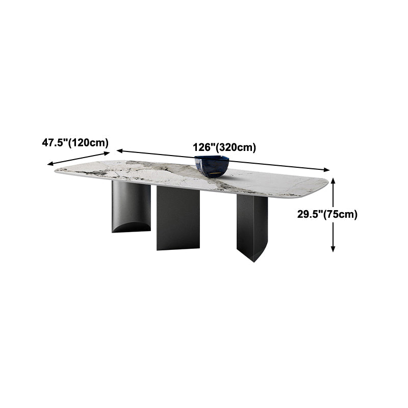 Sintered Stone Modern Rectangle Dining Table White Stone Top Dinette Table for Kitchen Clearhalo ' dining_table' 'Dining Tables & Seating' 'Dining Tables' 'furn' 'furn_dining_table' 'Furniture' 'furniture_dining_table' 'Kitchen & Dining Furniture' 'kitchen&dining_furn' 'kitchen' 'kitchen_dining_table' 4453676