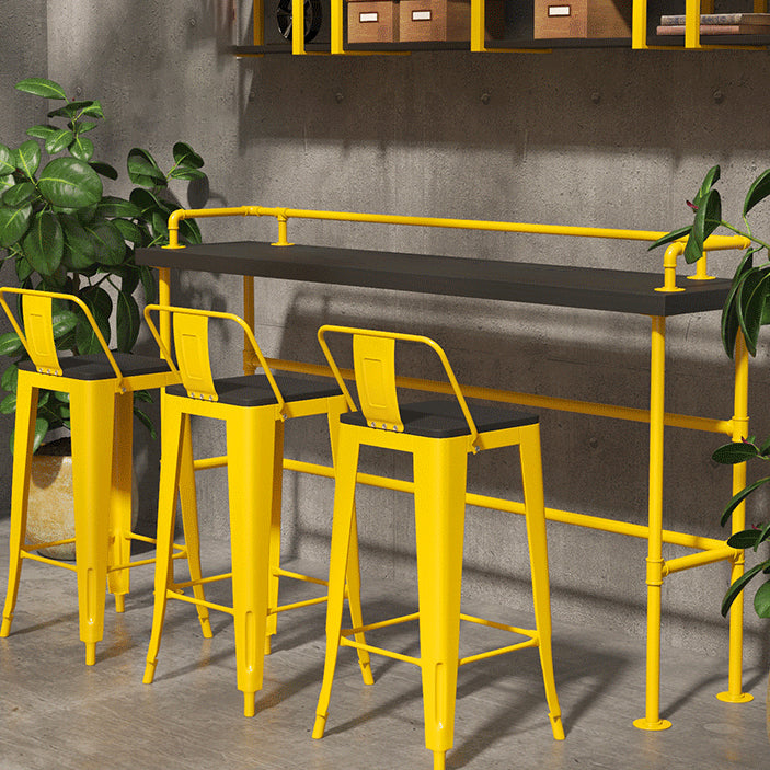 Modern Black Wood Counter Table with Rectangle Table Top Yellow Trestle Table -42" H Clearhalo 'Bar Furniture' 'Bar Tables' 'bar_tables' 'furn' 'furn_bar_tables' 'Furniture' 'furniture_bar_tables' 'Kitchen & Dining Furniture' 4454436