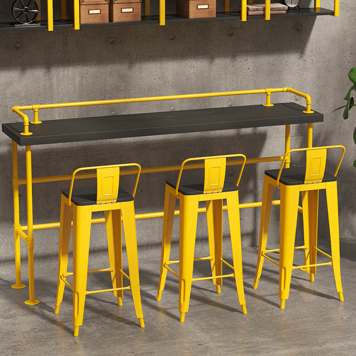 Modern Black Wood Counter Table with Rectangle Table Top Yellow Trestle Table -42" H Clearhalo 'Bar Furniture' 'Bar Tables' 'bar_tables' 'furn' 'furn_bar_tables' 'Furniture' 'furniture_bar_tables' 'Kitchen & Dining Furniture' 4454437
