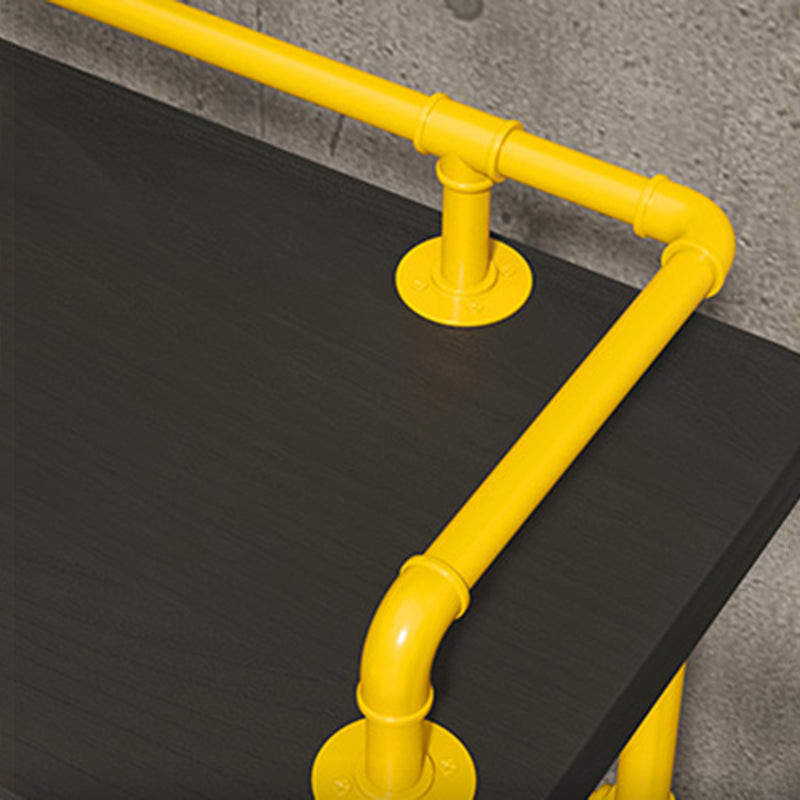 Modern Black Wood Counter Table with Rectangle Table Top Yellow Trestle Table -42" H Clearhalo 'Bar Furniture' 'Bar Tables' 'bar_tables' 'furn' 'furn_bar_tables' 'Furniture' 'furniture_bar_tables' 'Kitchen & Dining Furniture' 4454440