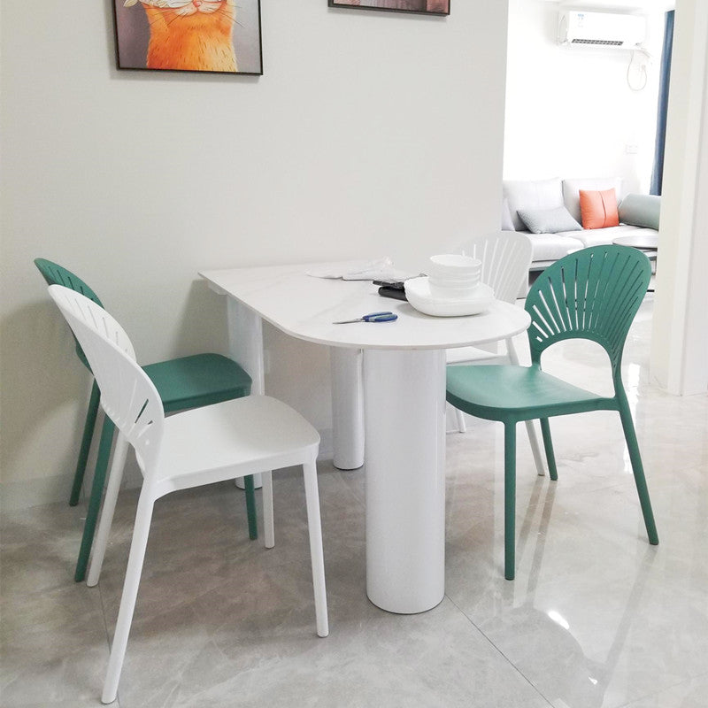 Irregular Shape White Table for Restaurant Sintered Stone Island Table with 3 Legs White 55.1"L x 27.6"W x 29.5"H Without Chairs Clearhalo ' dining_table' 'Dining Tables & Seating' 'Dining Tables' 'furn' 'furn_dining_table' 'Furniture' 'furniture_dining_table' 'Kitchen & Dining Furniture' 'kitchen&dining_furn' 'kitchen' 'kitchen_dining_table' 4457339